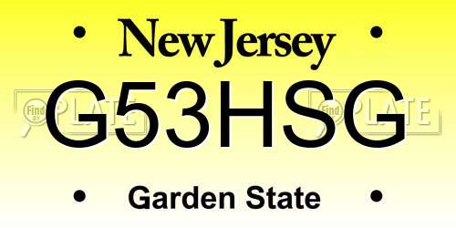 G53HSG New Jersey License Plate