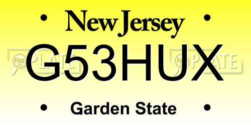 G53HUX New Jersey License Plate
