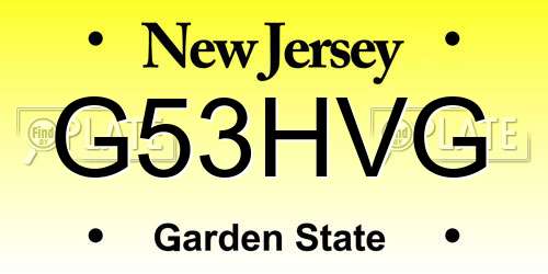G53HVG New Jersey License Plate