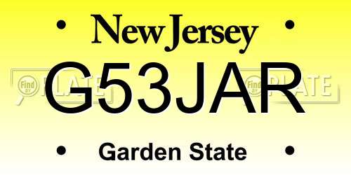 G53JAR New Jersey License Plate