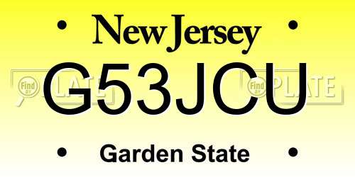 G53JCU New Jersey License Plate