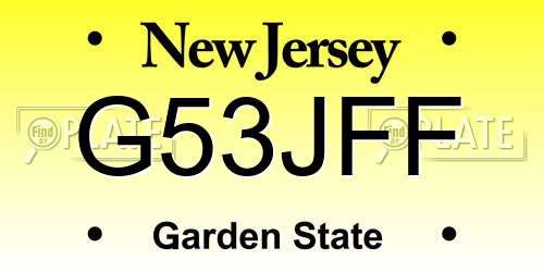 G53JFF New Jersey License Plate