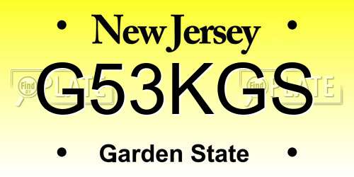 G53KGS New Jersey License Plate