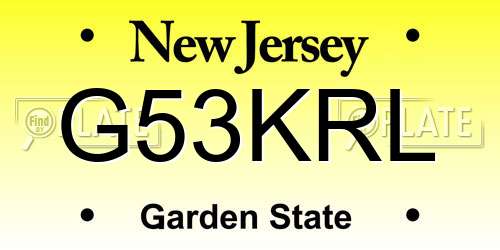 G53KRL New Jersey License Plate