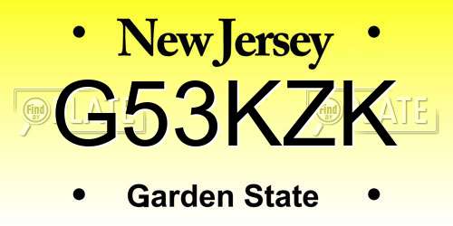 G53KZK New Jersey License Plate