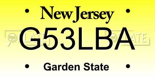 G53LBA New Jersey License Plate