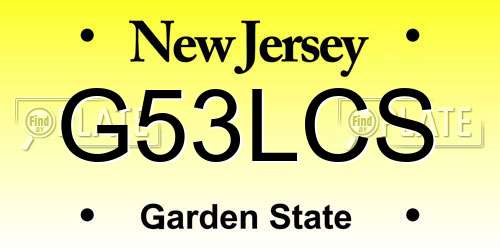 G53LCS New Jersey License Plate