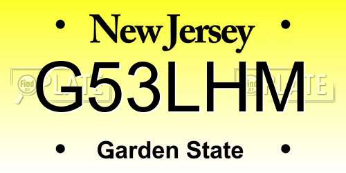 G53LHM New Jersey License Plate