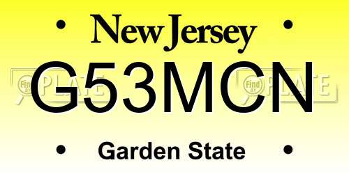 G53MCN New Jersey License Plate