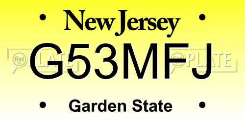 G53MFJ New Jersey License Plate