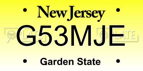G53MJE New Jersey License Plate