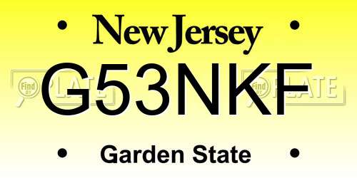 G53NKF New Jersey License Plate