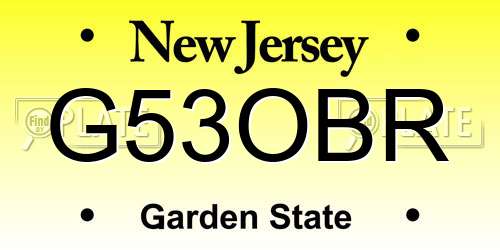 G53OBR New Jersey License Plate