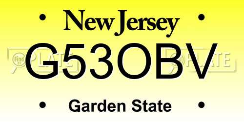 G53OBV New Jersey License Plate