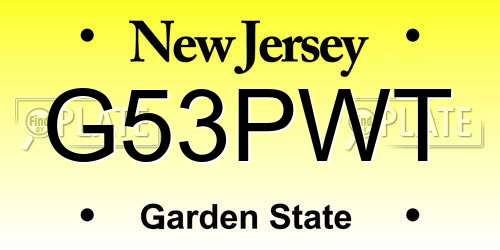 G53PWT New Jersey License Plate