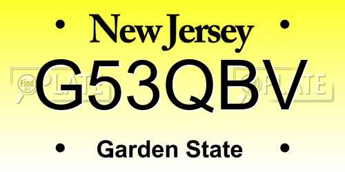 G53QBV New Jersey License Plate