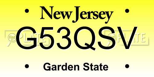 G53QSV New Jersey License Plate