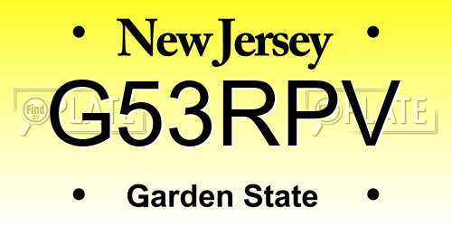 G53RPV New Jersey License Plate