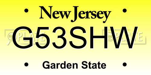 G53SHW New Jersey License Plate