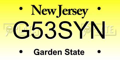 G53SYN New Jersey License Plate