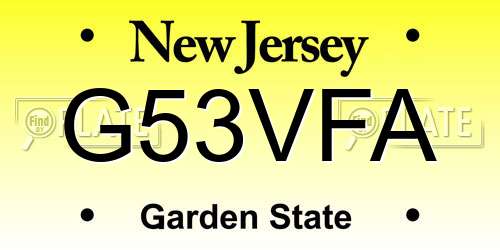 G53VFA New Jersey License Plate