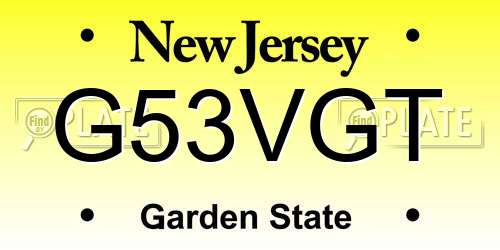G53VGT New Jersey License Plate