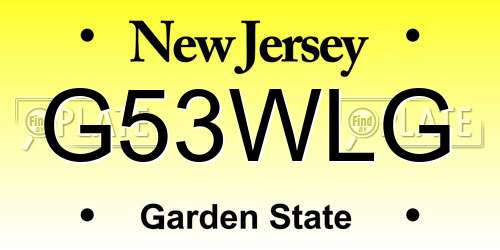 G53WLG New Jersey License Plate