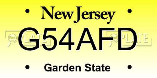 G54AFD New Jersey License Plate