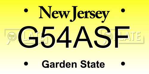 G54ASF New Jersey License Plate