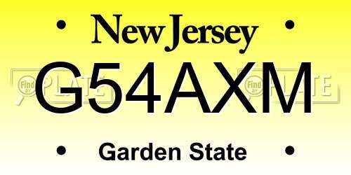 G54AXM New Jersey License Plate