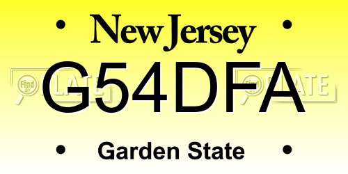 G54DFA New Jersey License Plate