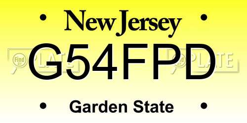 G54FPD New Jersey License Plate