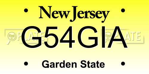 G54GIA New Jersey License Plate