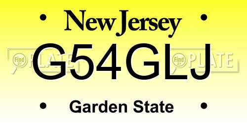 G54GLJ New Jersey License Plate