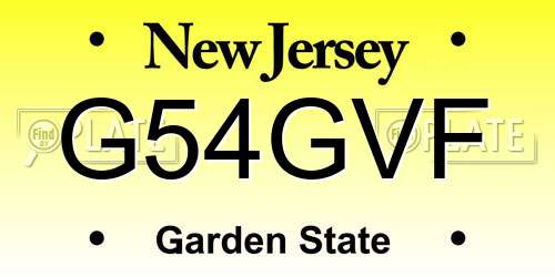 G54GVF New Jersey License Plate