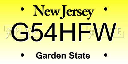 G54HFW New Jersey License Plate