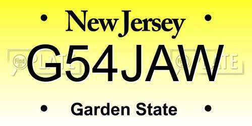 G54JAW New Jersey License Plate