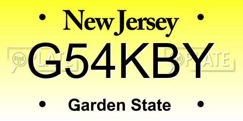 G54KBY New Jersey License Plate