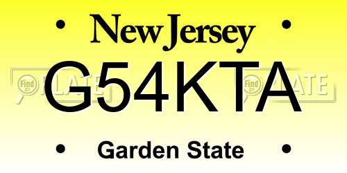 G54KTA New Jersey License Plate