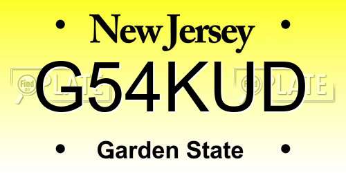 G54KUD New Jersey License Plate