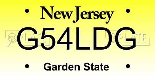 G54LDG New Jersey License Plate