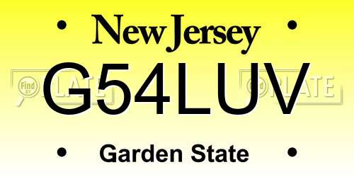 G54LUV New Jersey License Plate
