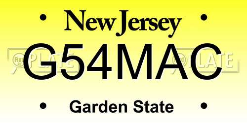 G54MAC New Jersey License Plate