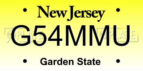 G54MMU New Jersey License Plate