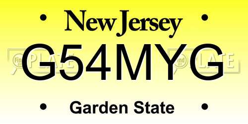 G54MYG New Jersey License Plate