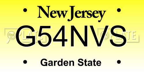 G54NVS New Jersey License Plate