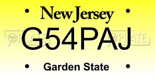 G54PAJ New Jersey License Plate