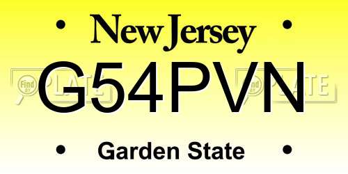 G54PVN New Jersey License Plate