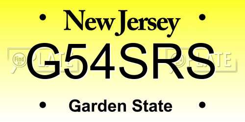 G54SRS New Jersey License Plate