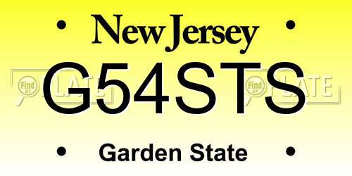 G54STS New Jersey License Plate